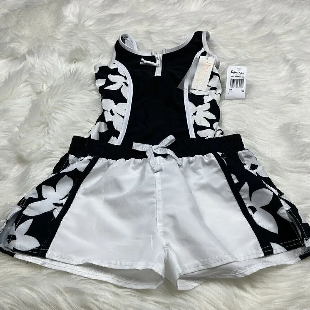 NEW RAISINS Swimsuit Tank Set 2pc GIRLS Size 7 Point Dume Floral Top Shorts.